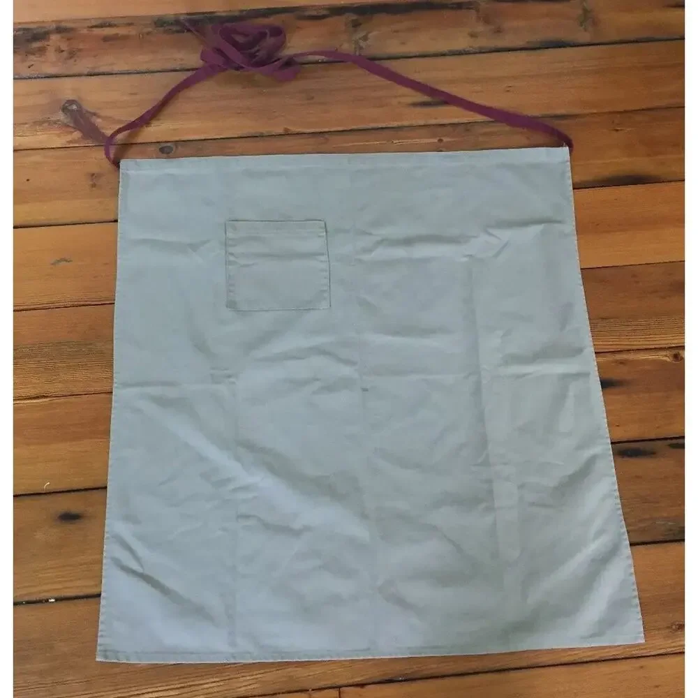 Khaki Maroon Cafe Bistro Chef Kitchen Restaurant Uniform Poly Cotton Waist Apron